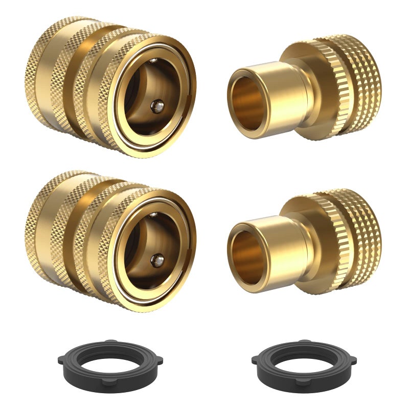 Twinkle Star Heavy Duty 3/4 Garden Hose Quick Connect Fittings, Water Lock Splitter, Sink Spigot Connectors, No Leak Connection, 2 Adapters Included - Image 1